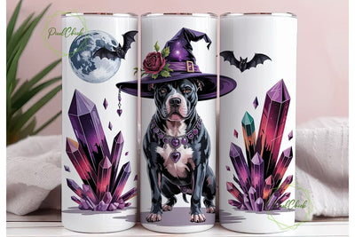 Pitbull Witch Halloween 20oz Tumbler Sublimation PixelChick 