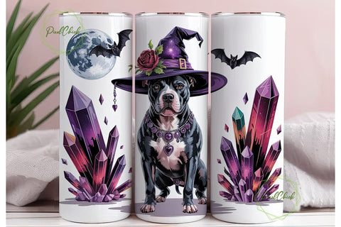 Pitbull Witch Halloween 20oz Tumbler Sublimation PixelChick 