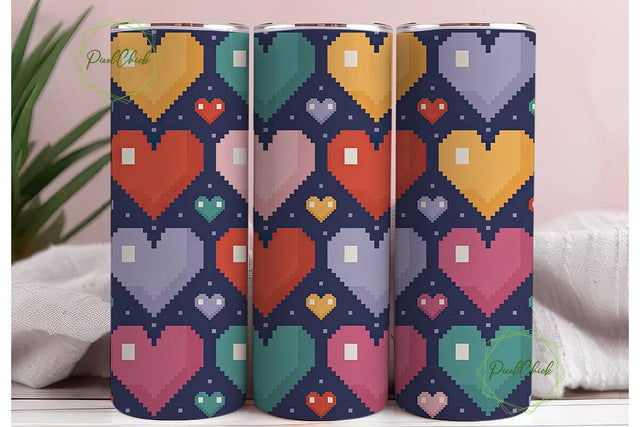 Pixel Heart Retro Game 20oz Tumbler Wrap Sublimation PixelChick 