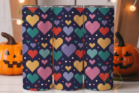 Pixel Heart Retro Game 20oz Tumbler Wrap Sublimation PixelChick 