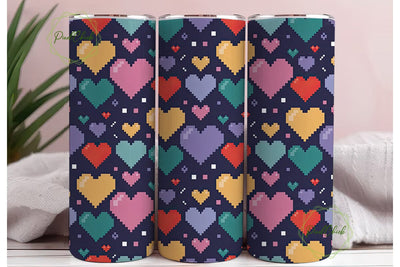 Pixel Heart Retro Game 20oz Tumbler Wrap Sublimation PixelChick 