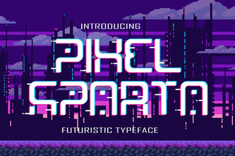 Pixel Sparta – Futuristic Display Typeface Font Mozzatype 
