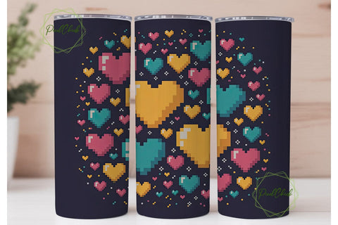 Pixelated Hearts 20oz Tumbler Wrap Sublimation PixelChick 