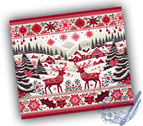 Pixelated Reindeer, Christmas Snowflake, 20oz Tumbler Wrap, Sublimation Design, Digital Download, Holiday Drinkware, Winter Decor Sublimation ToriDesigns 