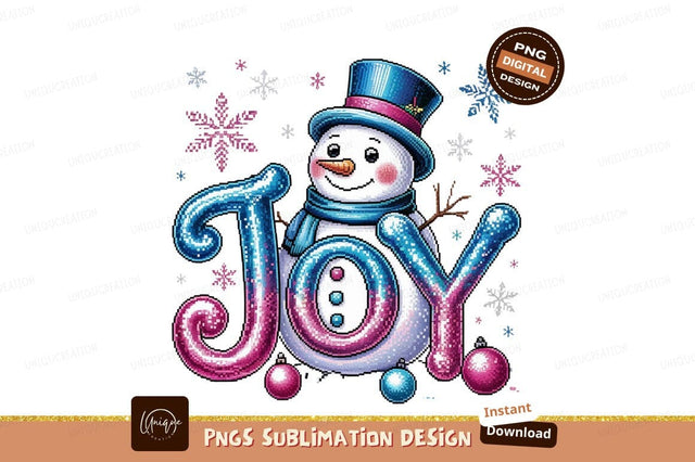 Pixelated Snowman Joy Christmas Sublimation Png Sublimation Designangry 