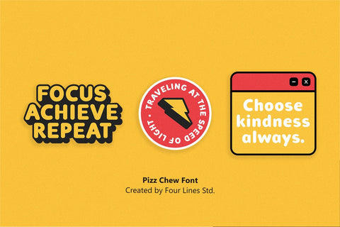 Pizz Chew – Playful Serif Typeface Font Four Lines Std. 