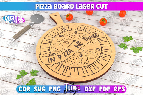 Pizza Board Bundle | Pizza Cutter Board | Serving Board | Engraved Cutting Board | CNC Files SVG The T Store Design 