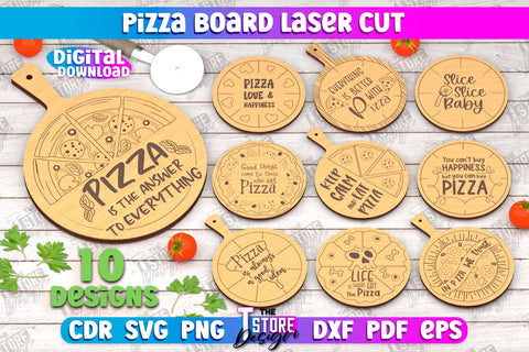 Pizza Board Bundle | Pizza Cutter Board | Serving Board | Engraved Cutting Board | CNC Files SVG The T Store Design 