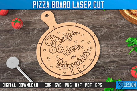 Pizza Board Laser Cut Bundle | Pizza Cutter Board | Serving Board | Engraved Cutting Board | CNC Files SVG Fly Design 