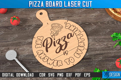 Pizza Board Laser Cut Bundle | Pizza Cutter Board | Serving Board | Engraved Cutting Board | CNC Files SVG Fly Design 