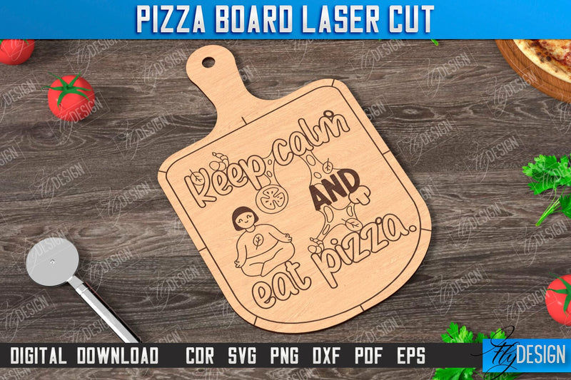 Pizza Board Laser Cut | Pizza Cutter Board | Serving Board | Engraved Cutting Board | CNC File SVG Fly Design 