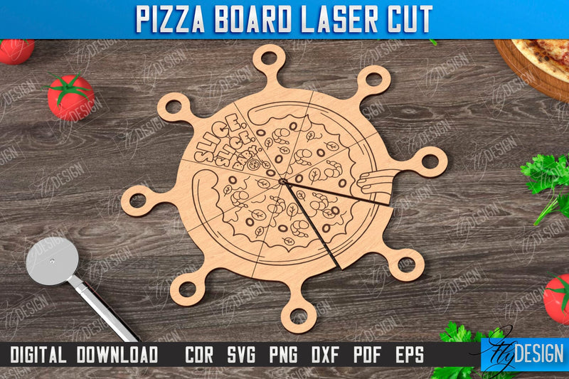 Pizza Board Laser Cut | Pizza Cutter Board | Serving Board | Engraved Cutting Board | CNC File SVG Fly Design 