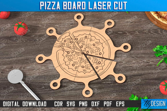 Pizza Board Laser Cut | Pizza Cutter Board | Serving Board | Engraved Cutting Board | CNC File SVG Fly Design 
