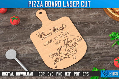 Pizza Board Laser Cut | Pizza Cutter Board | Serving Board | Engraved Cutting Board | CNC File SVG Fly Design 