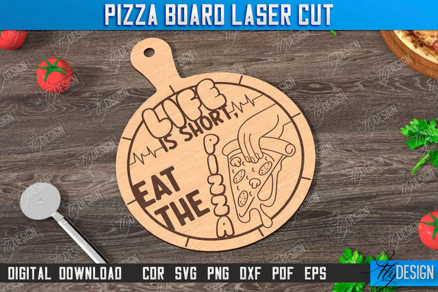 Pizza Board Laser Cut | Pizza Cutter Board | Serving Board | Engraved Cutting Board | CNC File SVG Fly Design 