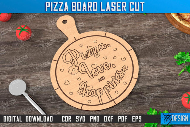 Pizza Board Laser Cut | Pizza Cutter Board | Serving Board | Engraved Cutting Board | CNC File SVG Fly Design 