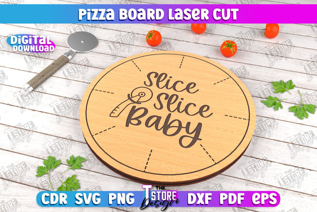 Pizza Board | Pizza Cutter Board | Serving Board | Engraved Cutting Board | CNC File SVG The T Store Design 