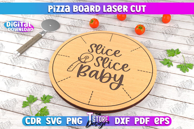 Pizza Board | Pizza Cutter Board | Serving Board | Engraved Cutting Board | CNC File SVG The T Store Design 