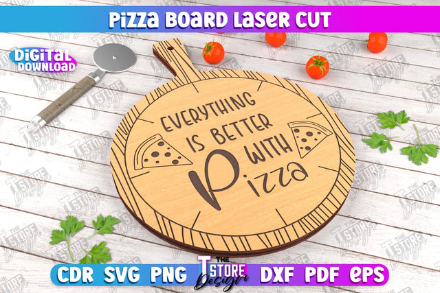 Pizza Board | Pizza Cutter Board | Serving Board | Engraved Cutting Board | CNC File SVG The T Store Design 