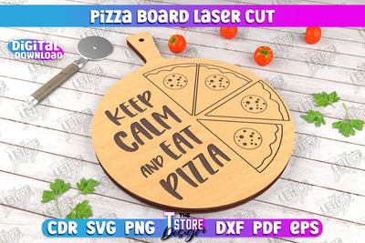 Pizza Board | Pizza Cutter Board | Serving Board | Engraved Cutting Board | CNC File SVG The T Store Design 
