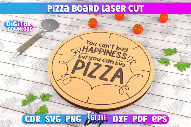 Pizza Board | Pizza Cutter Board | Serving Board | Engraved Cutting Board | CNC File SVG The T Store Design 