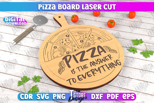 Pizza Board | Pizza Cutter Board | Serving Board | Engraved Cutting Board | CNC File SVG The T Store Design 