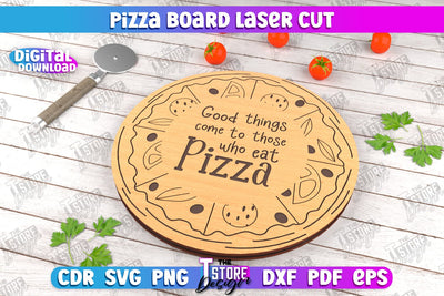 Pizza Board | Pizza Cutter Board | Serving Board | Engraved Cutting Board | CNC File SVG The T Store Design 