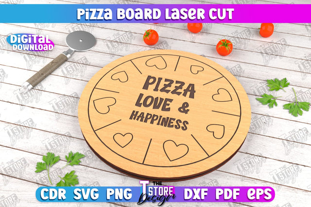 Pizza Board | Pizza Cutter Board | Serving Board | Engraved Cutting Board | CNC File SVG The T Store Design 