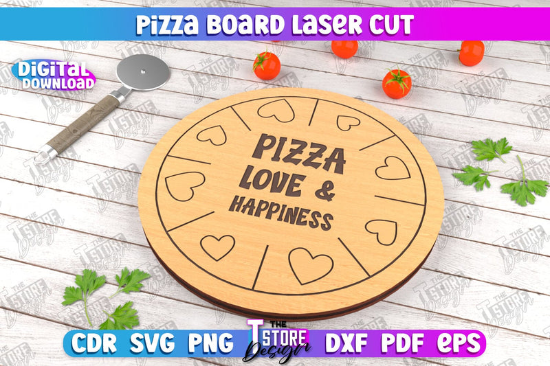 Pizza Board | Pizza Cutter Board | Serving Board | Engraved Cutting Board | CNC File SVG The T Store Design 