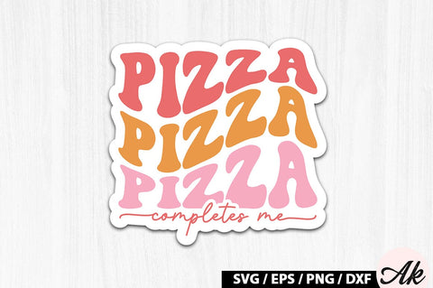 Pizza completes me Retro Stickers SVG akazaddesign 