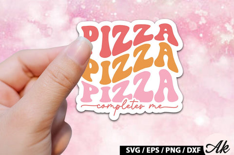 Pizza completes me Retro Stickers SVG akazaddesign 