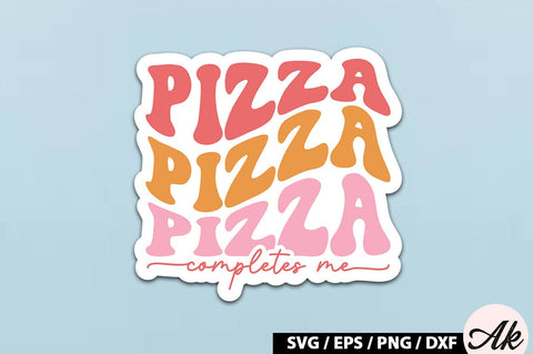 Pizza completes me Retro Stickers SVG akazaddesign 