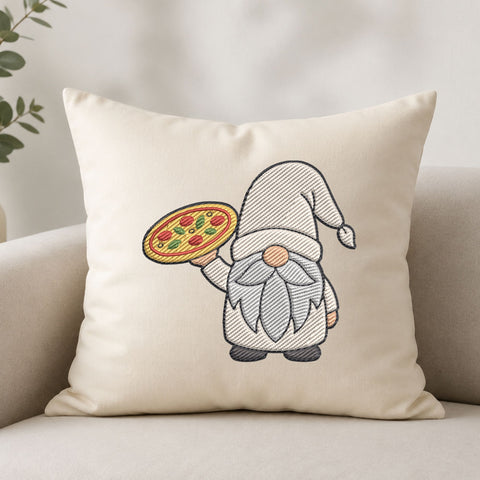 Pizza Gnome Machine Embroidery Design – Funny Italian Food Gnome Embroidery File Embroidery/Applique DESIGNS PatternFeed8 