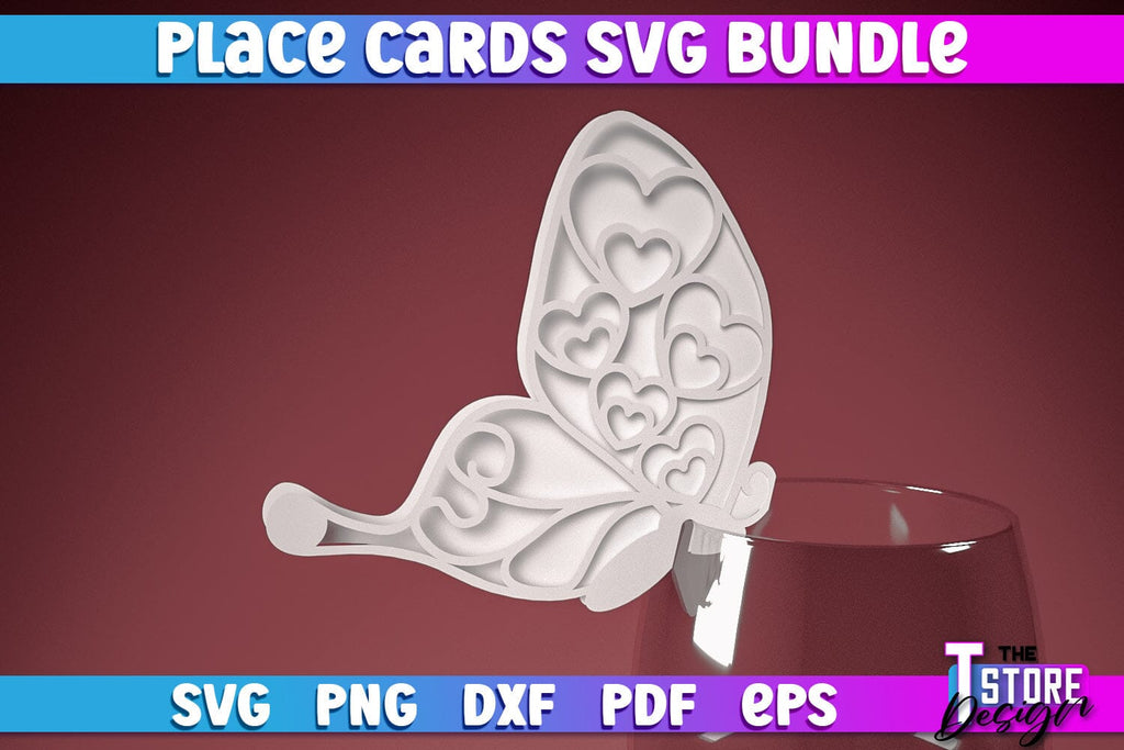 Place Cards SVG | Paper Cut SVG Design | Paper Cards - So Fontsy