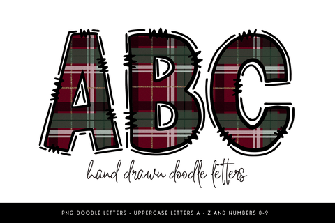 Plaid Christmas Alpha PNG, Festive Alphabet Sublimation BijouBay 