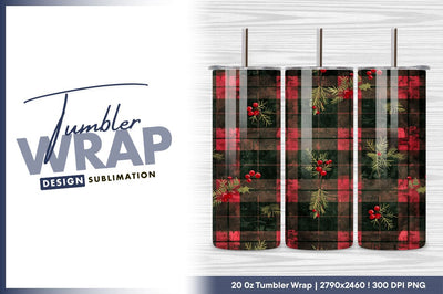 Plaid christmas berries and pine seamless pattern Sublimation Regulrcrative 