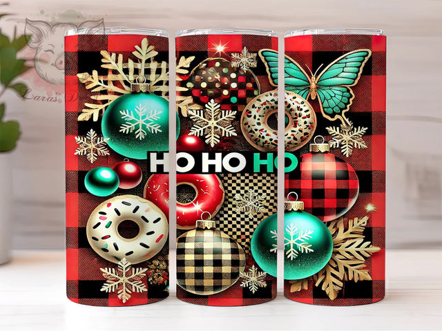 Plaid Christmas Ho Ho Ho 20oz Tumbler Wrap, Plaid Christmas, Ho Ho Ho Tumbler, 20oz Tumbler, Sublimation Wrap, Holiday Decor, Christmas Gift, Festive Tumbler Sublimation Lara' s Designs 