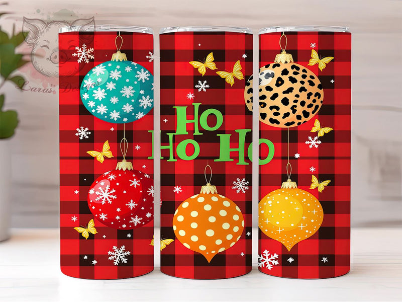 Plaid Christmas Ho Ho Ho 20oz Tumbler Wrap, Plaid Christmas, Ho Ho Ho Tumbler, 20oz Tumbler, Sublimation Wrap, Holiday Decor, Christmas Gift, Festive Tumbler Sublimation Lara' s Designs 