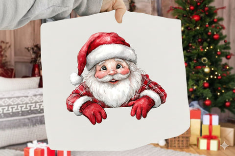Plaid Christmas Peeking Characters Sublimation SVGArt 
