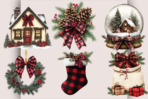 Plaid Christmas PNG Clipart Bundle Sublimation SVGArt 