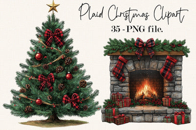 Plaid Christmas PNG Clipart Bundle Sublimation SVGArt 