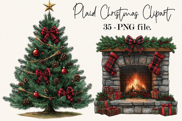 Plaid Christmas PNG Clipart Bundle Sublimation SVGArt 
