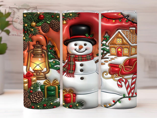 Plaid Christmas Snowman 20oz Tumbler, Plaid Christmas, Christmas Snowman, Plaid Snowman, Snowman Tumbler, Plaid Tumbler, Plaid Snowman PNG, Christmas Plaid PNG Sublimation Lara' s Designs 