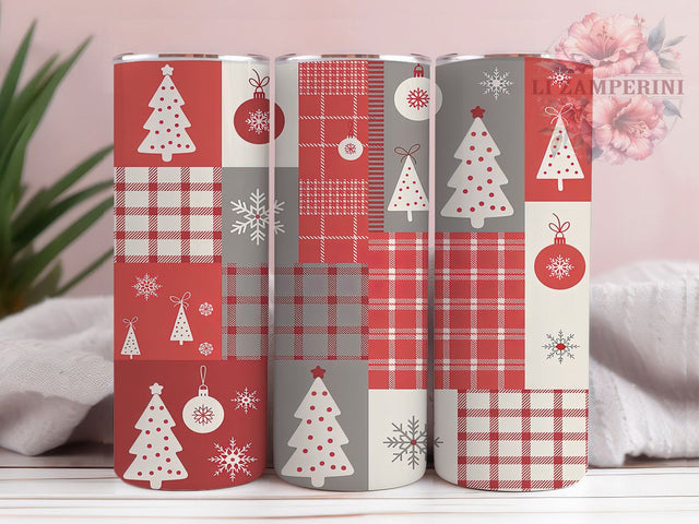 Plaid Christmas Tree Tumbler, Holiday Plaid Wrap, Festive Tree Sublimation Design, Rustic Christmas Cup, 20Oz Skinny Tumbler Wrap, Cozy Holiday Mug, Buffalo Plaid Xmas Design Sublimation Li Zamperini 