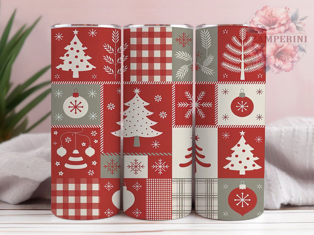 Plaid Christmas Tree Tumbler, Holiday Plaid Wrap, Festive Tree Sublimation Design, Rustic Christmas Cup, 20Oz Skinny Tumbler Wrap, Cozy Holiday Mug, Buffalo Plaid Xmas Design Sublimation Li Zamperini 