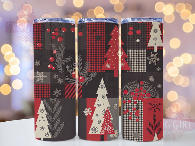 Plaid Christmas Tree Tumbler, Holiday Plaid Wrap, Winter Tree Sublimation, 20oz Plaid Tumbler, Festive Tree Art, Seasonal Plaid Mug, Snowy Holiday Cup Sublimation SvggirlplusArt 
