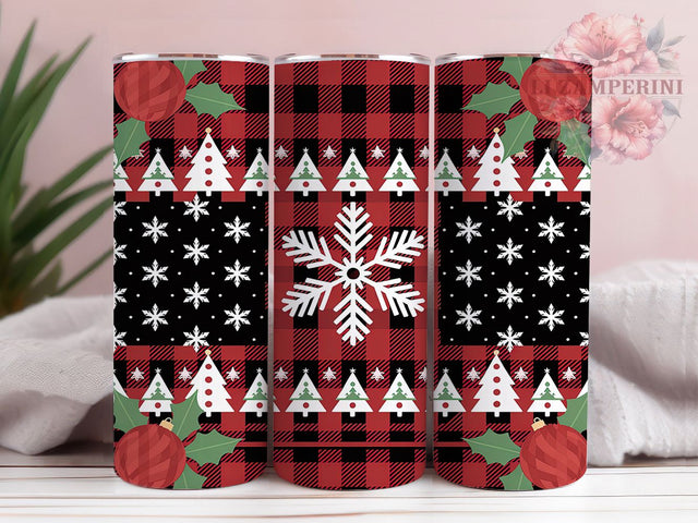 Plaid Christmas Trees Tumbler, Red Plaid Tumbler, 20Oz Sublimation, Christmas Tree Printable, Holiday Plaid Design, Festive Tree Wrap, Winter Plaid Art Sublimation Li Zamperini 