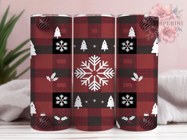 Plaid Christmas Trees Tumbler, Red Plaid Tumbler, 20Oz Sublimation, Christmas Tree Printable, Holiday Plaid Design, Festive Tree Wrap, Winter Plaid Art Sublimation Li Zamperini 