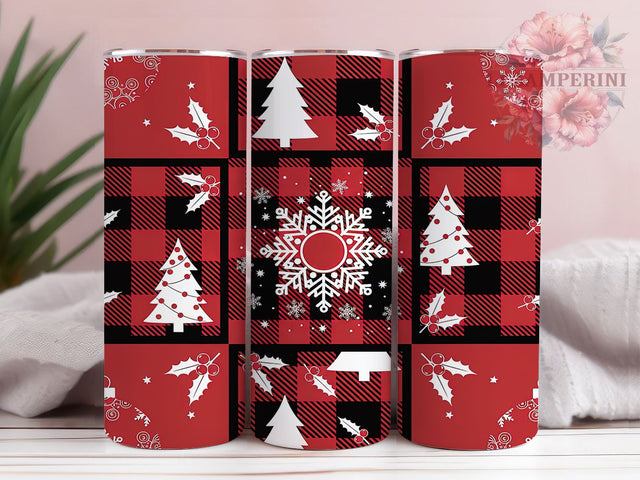 Plaid Christmas Trees Tumbler, Red Plaid Tumbler, 20Oz Sublimation, Christmas Tree Printable, Holiday Plaid Design, Festive Tree Wrap, Winter Plaid Art Sublimation Li Zamperini 