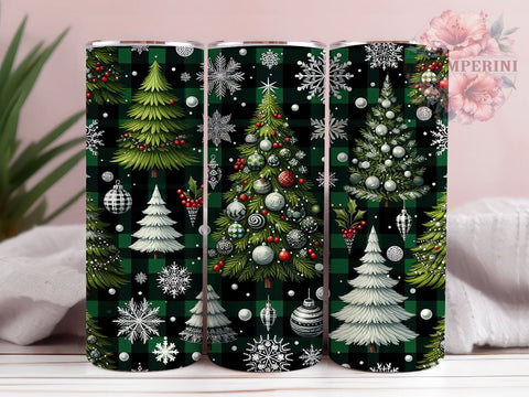 Plaid Christmas Tumbler, Holiday Tree Wrap, 20oz Sublimation Design, Festive Drinkware, Christmas Plaid Art, Seasonal Tumbler Design, Digital Download Sublimation Li Zamperini 
